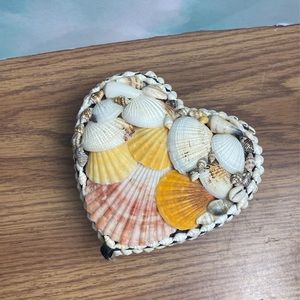 Heart shaped shell encrusted trinket/ Jewelry box